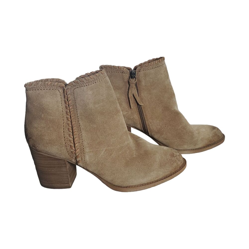 8.5 Sofft Booties Side Zip Zipper Tan Suede Wilton Barley Caramel Ankle Boot